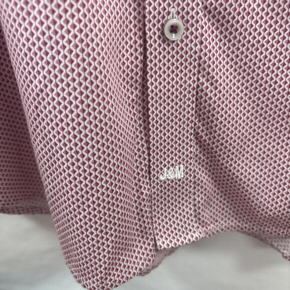 Johnston & Murphy Red Geometric Dress Shirt, Men's XL - Picture 6 of 12